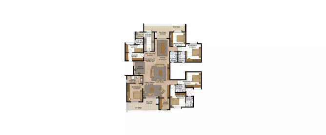 Prestige West Woods Gopalapura - Floor plan 5 BHK 2593 Sq.ft