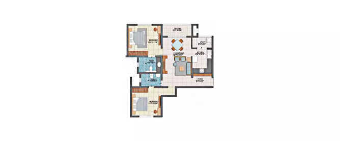 Prestige Fontaine Bleau Whitefield - Floor plan 2 BHK 870 Sq.ft