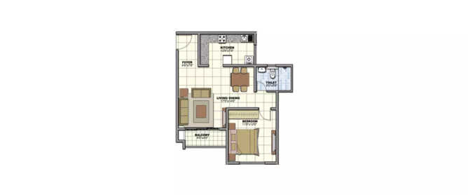 Prestige Sunrise Park Electronic City - Floor plan 1 BHK 555 Sq.ft