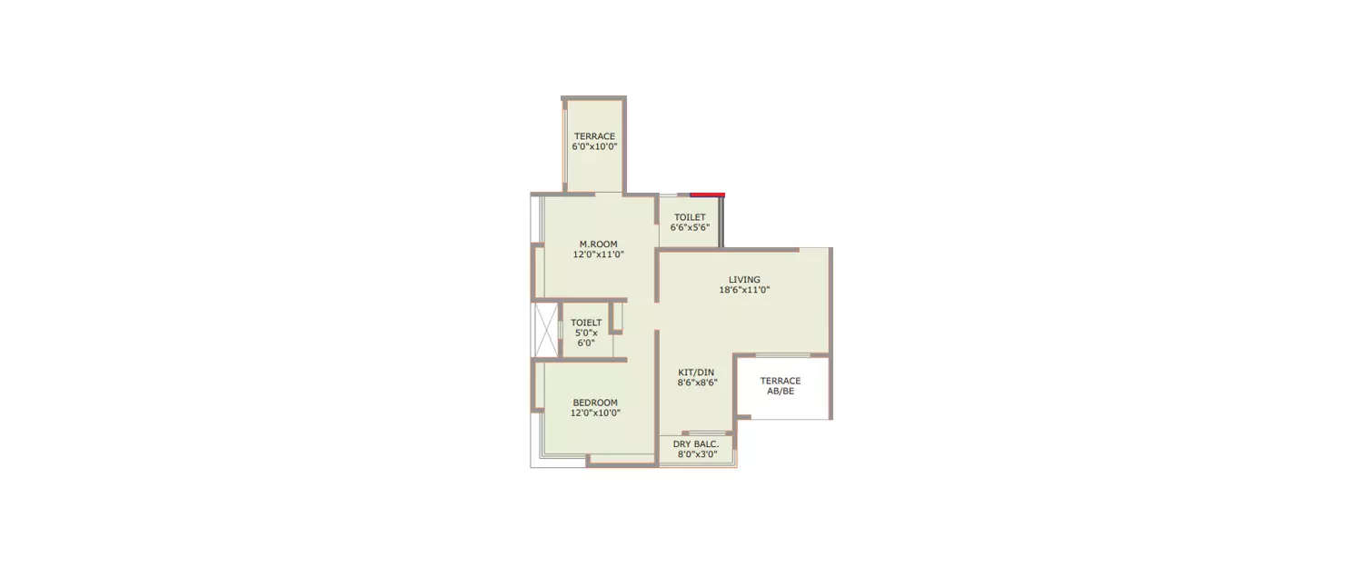 Floor plan for 2 BHK