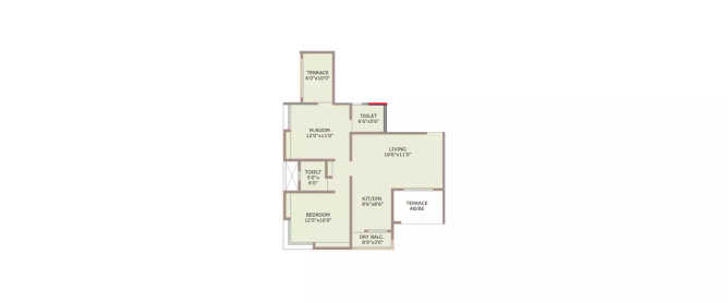 Prestige Heights Bhugaon - Floor plan 2 BHK 593 Sq.ft