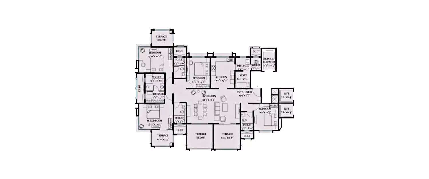 Floor plan for 4 BHK