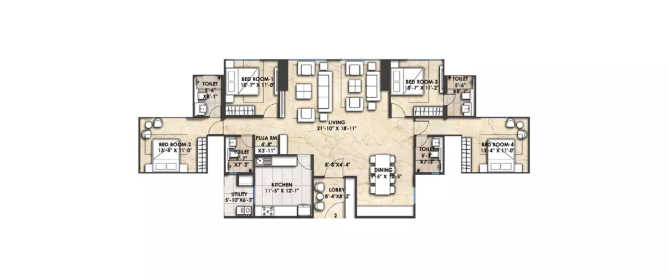 Bhoomi Celestia Malad - Floor plan 4 BHK 1648 Sq.ft