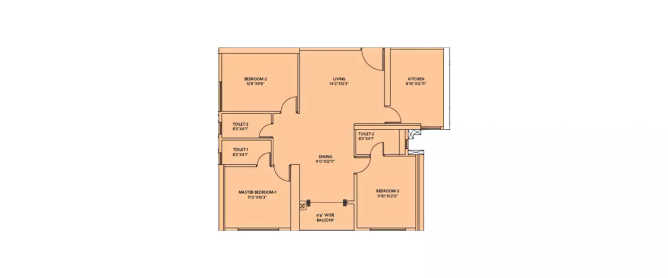 Siddha Seabrook Kandivali - Floor plan 3 BHK 959 Sq.ft