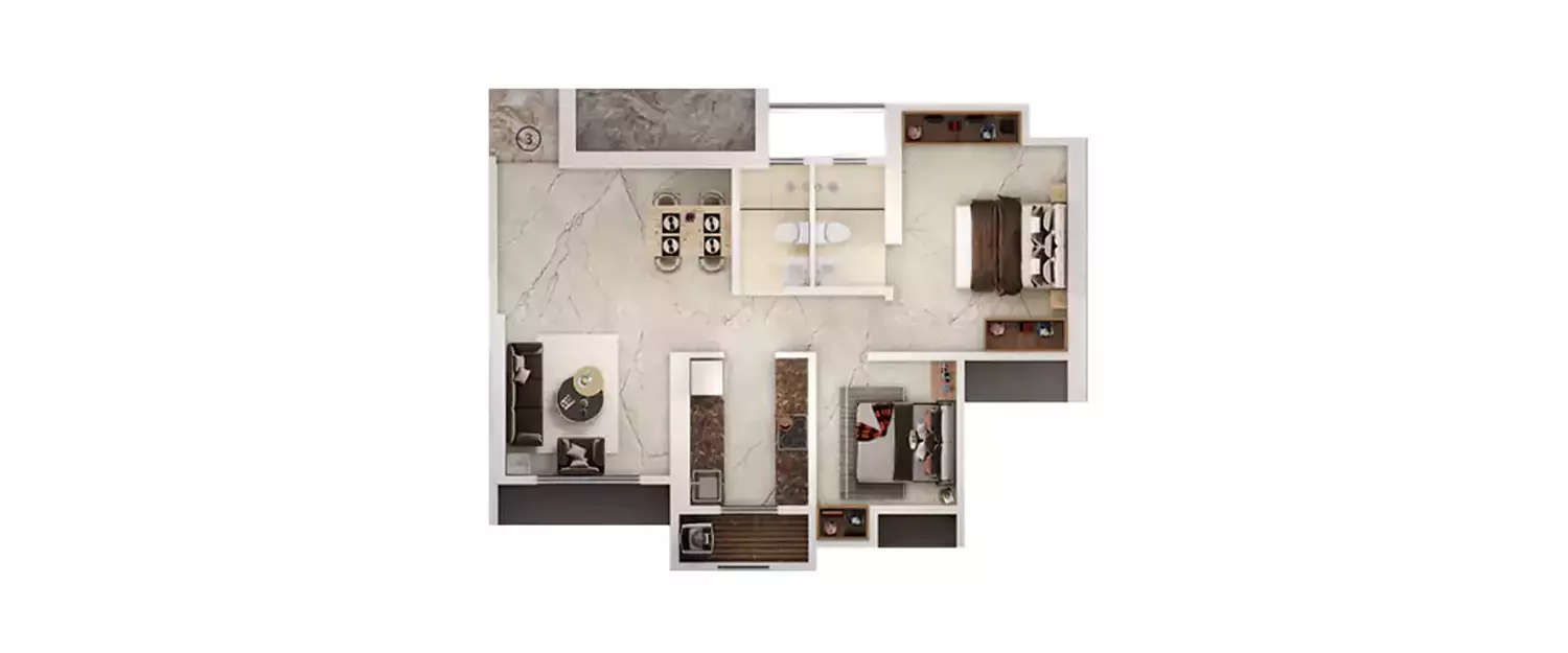 Floor plan for 2 BHK