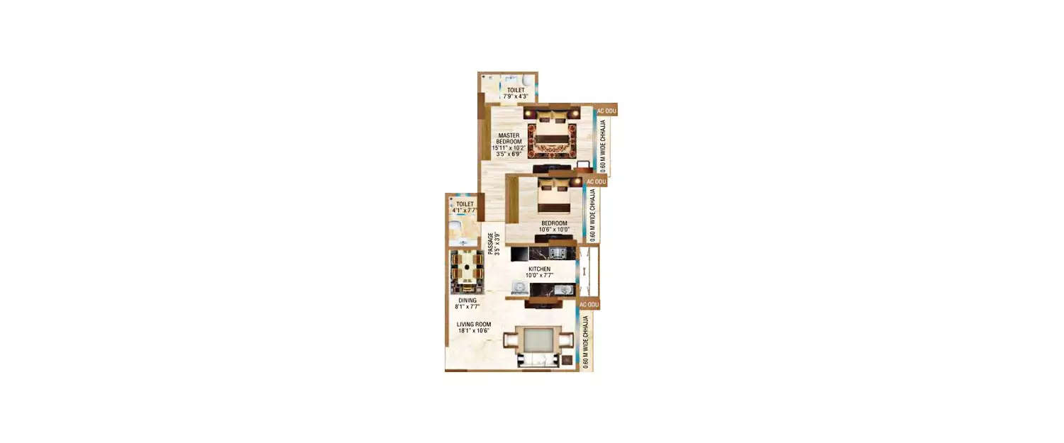 Floor plan for 2 BHK