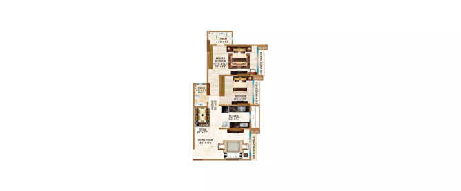 Safal Ganga Smruti Chembur - Floor plan 2 BHK 728 Sq.ft
