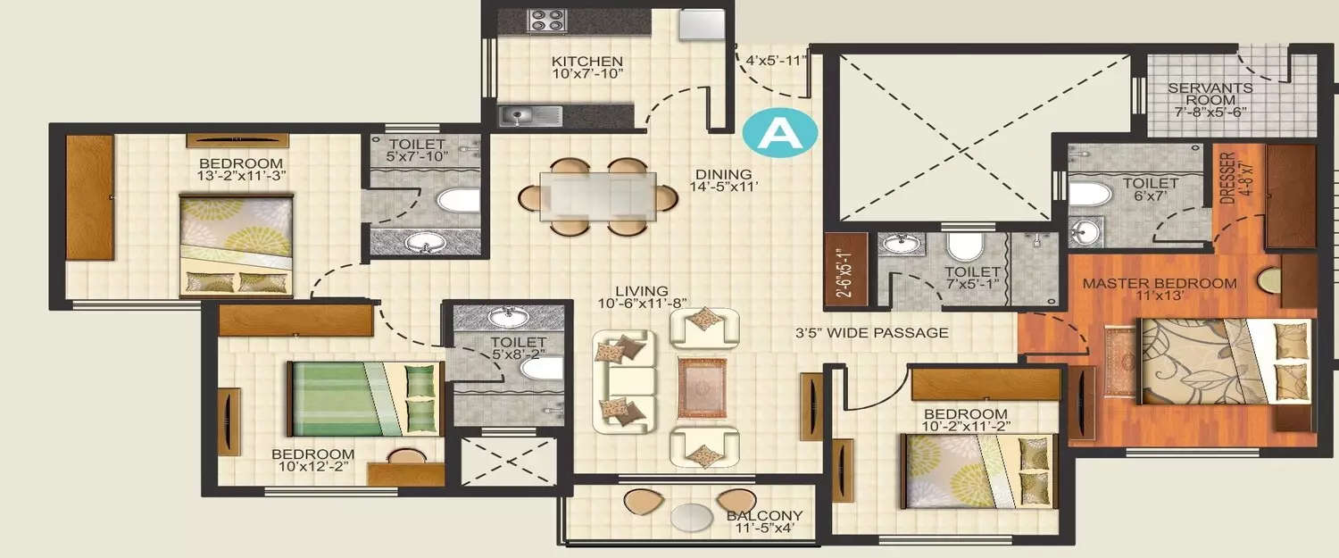 Floor plan for 4 BHK