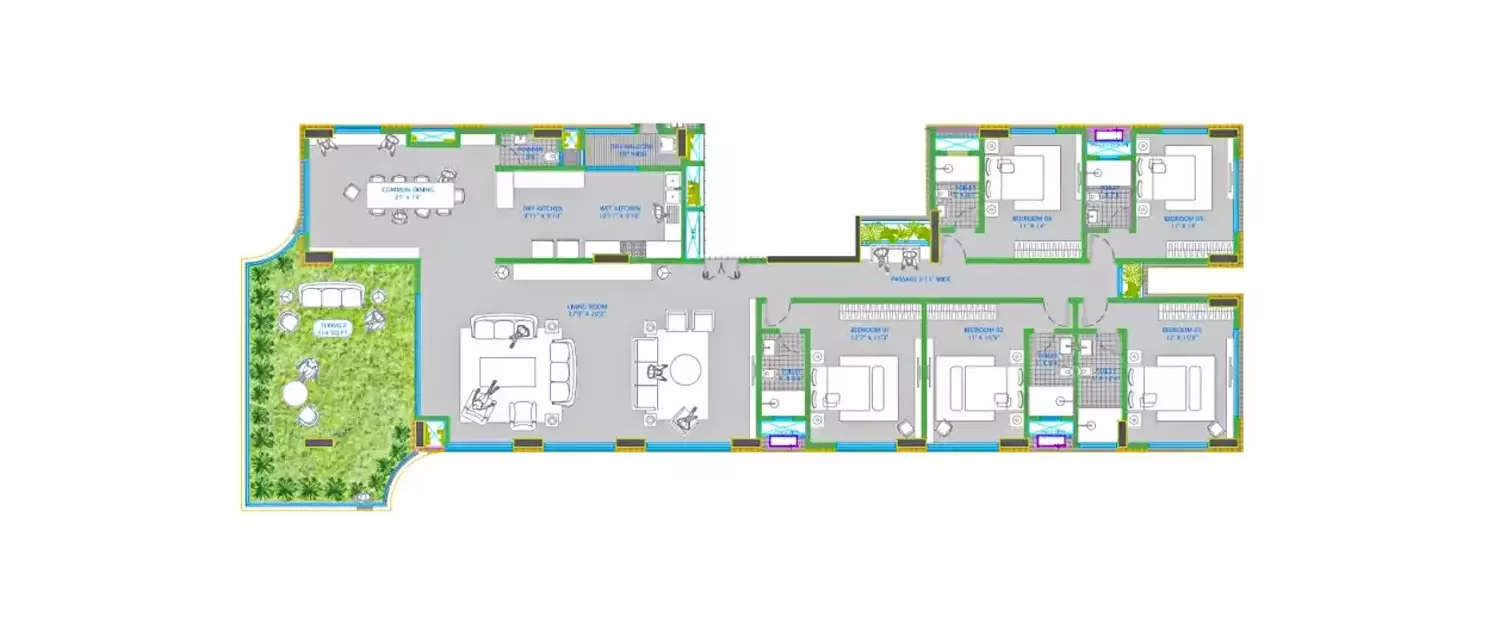 Floor plan for 5 BHK