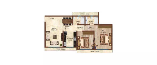 Safal Shree Saraswati Phase 4 Chembur - Floor plan 2 BHK 755 Sq.ft