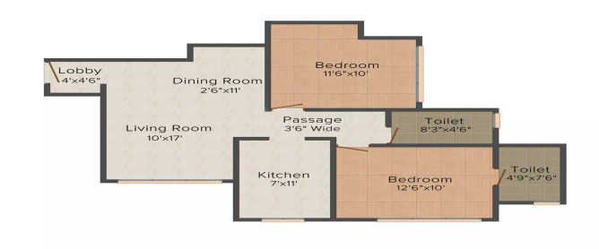 Acme Ozone Ghodbunder Road - Floor plan 2 BHK 646 Sq.ft