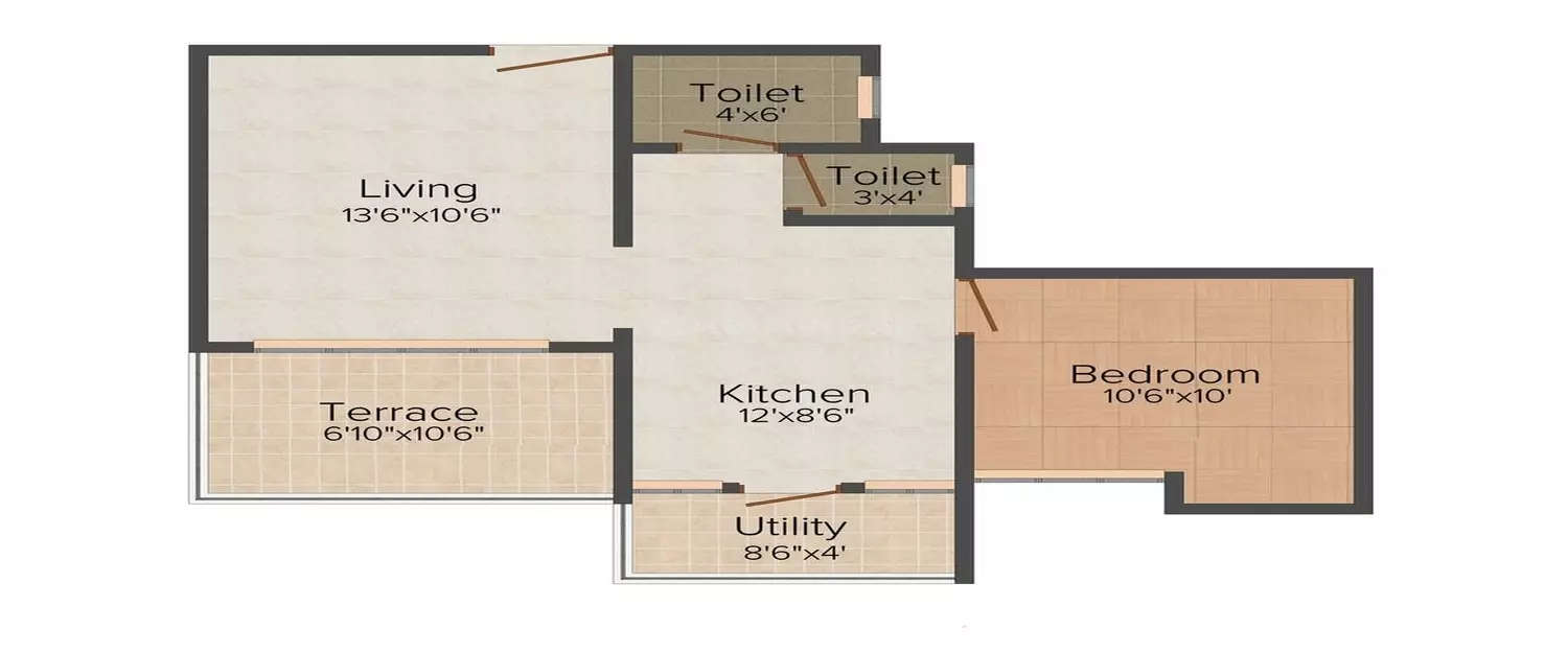 Floor plan for 1 BHK