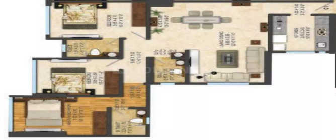 Acme Avenue Kandivali - Floor plan 3 BHK 1056 Sq.ft