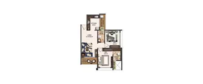 Kamdhenu One True Upgrade Sanpada - Floor plan 2 BHK 668 Sq.ft
