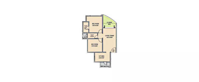 Nahar Amrit Shakti Powai - Floor plan 2 BHK 658 Sq.ft