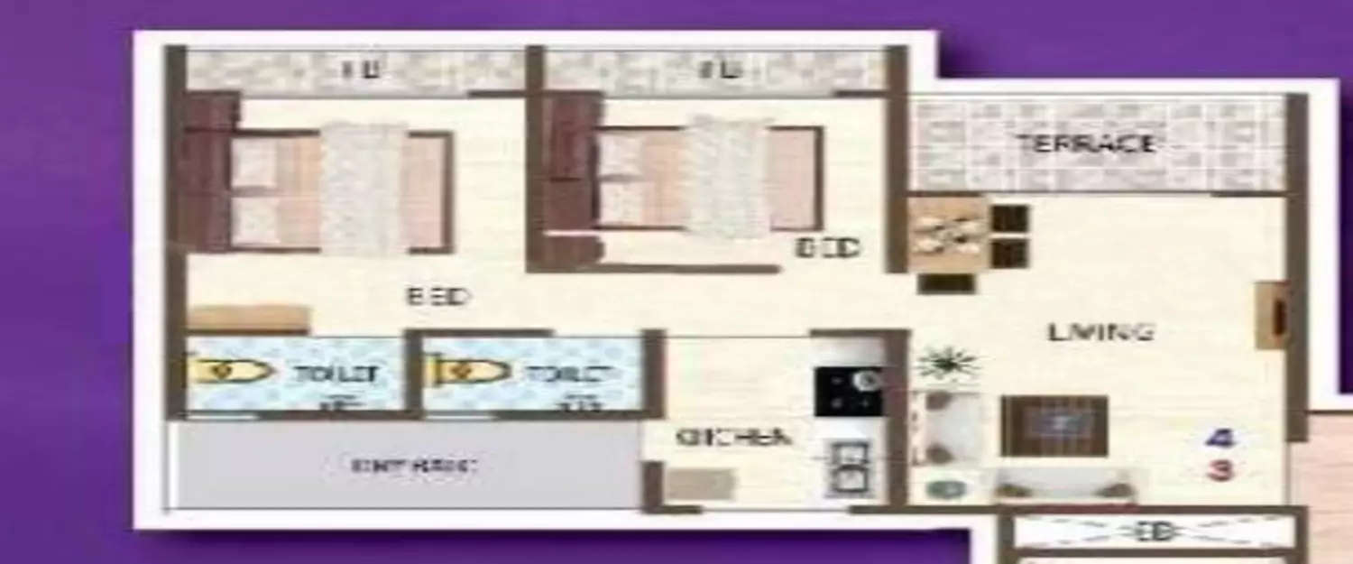 Floor plan for 2 BHK