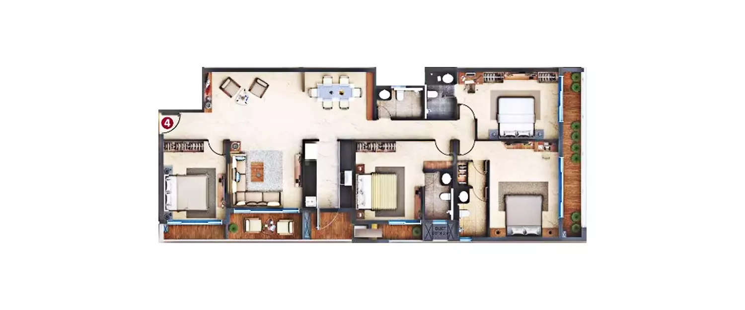 Floor plan for 4 BHK