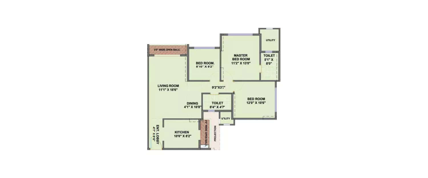 Floor plan for 2.5 BHK