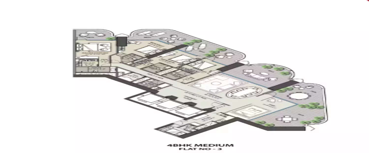 Floor plan for 4 BHK