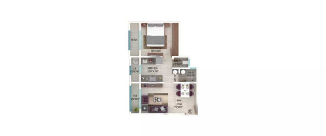 Ekta Regent Park Virar - Floor plan 1 BHK 465 Sq.ft