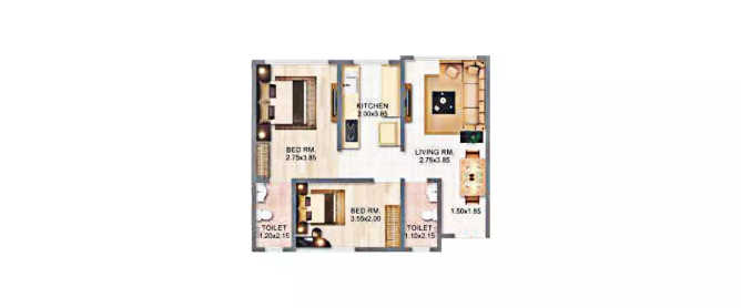 Adityaraj Saphalya Ghatkopar - Floor plan 2 BHK 510 Sq.ft