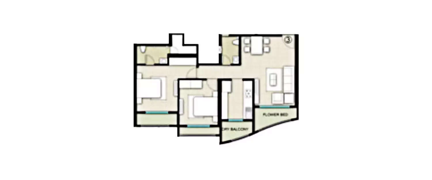 Floor plan for 2 BHK