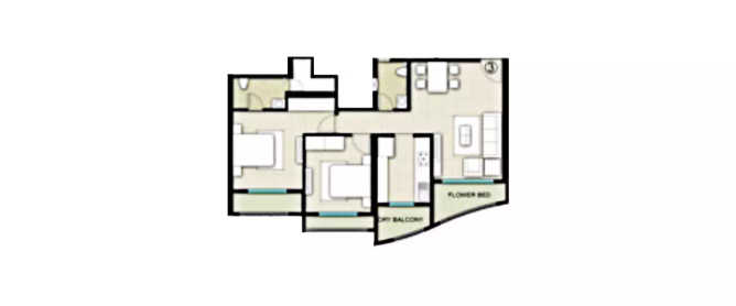 Majestic Tower Bhandup - Floor plan 2 BHK 822 Sq.ft