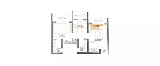 JP North Garden City Mira Bhayandar - Floor plan 1 BHK 432 Sq.ft