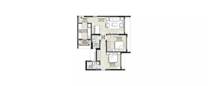 Kalpataru Park Riviera Panvel - Floor plan 2 BHK 687 Sq.ft