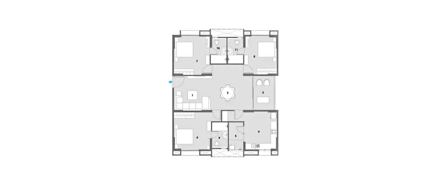 Floor plan for 3 BHK