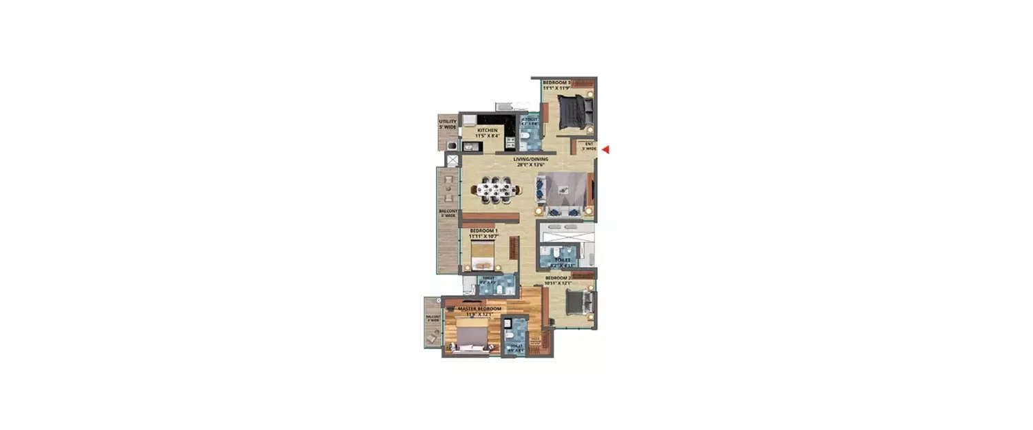Floor plan for 4 BHK