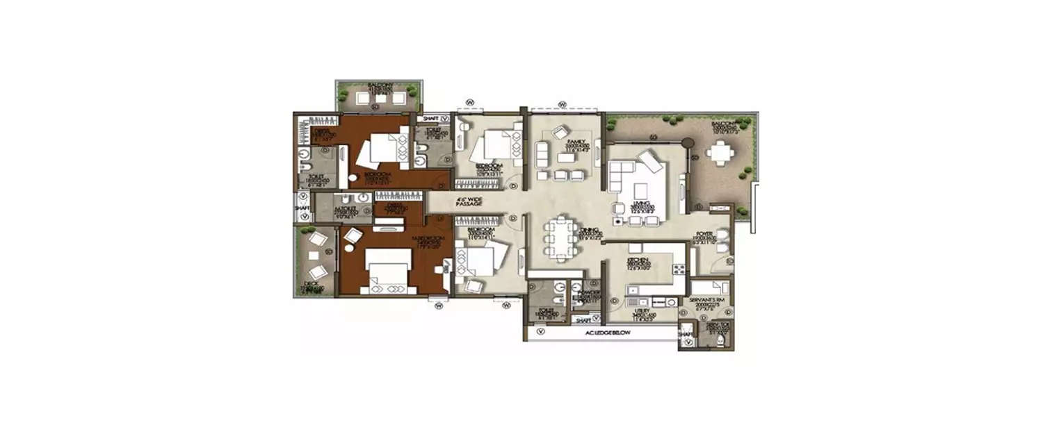 Floor plan for 4 BHK