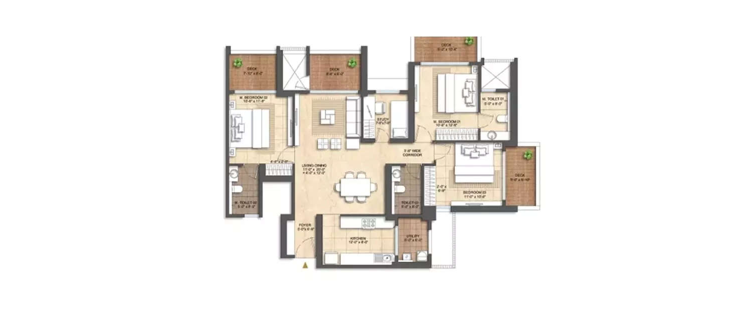 Floor plan for 3.5 BHK