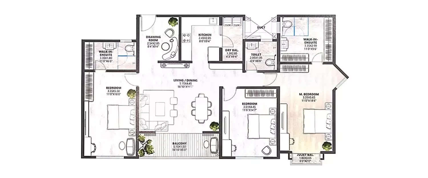 Floor plan for 3.5 BHK