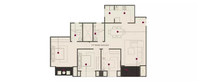 Hiranandani Glen Gate Devinagar - Floor plan 3 BHK 994 Sq.ft
