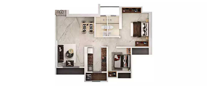 Vihang Valley Ghodbunder Road - Floor plan 2 BHK 720 Sq.ft