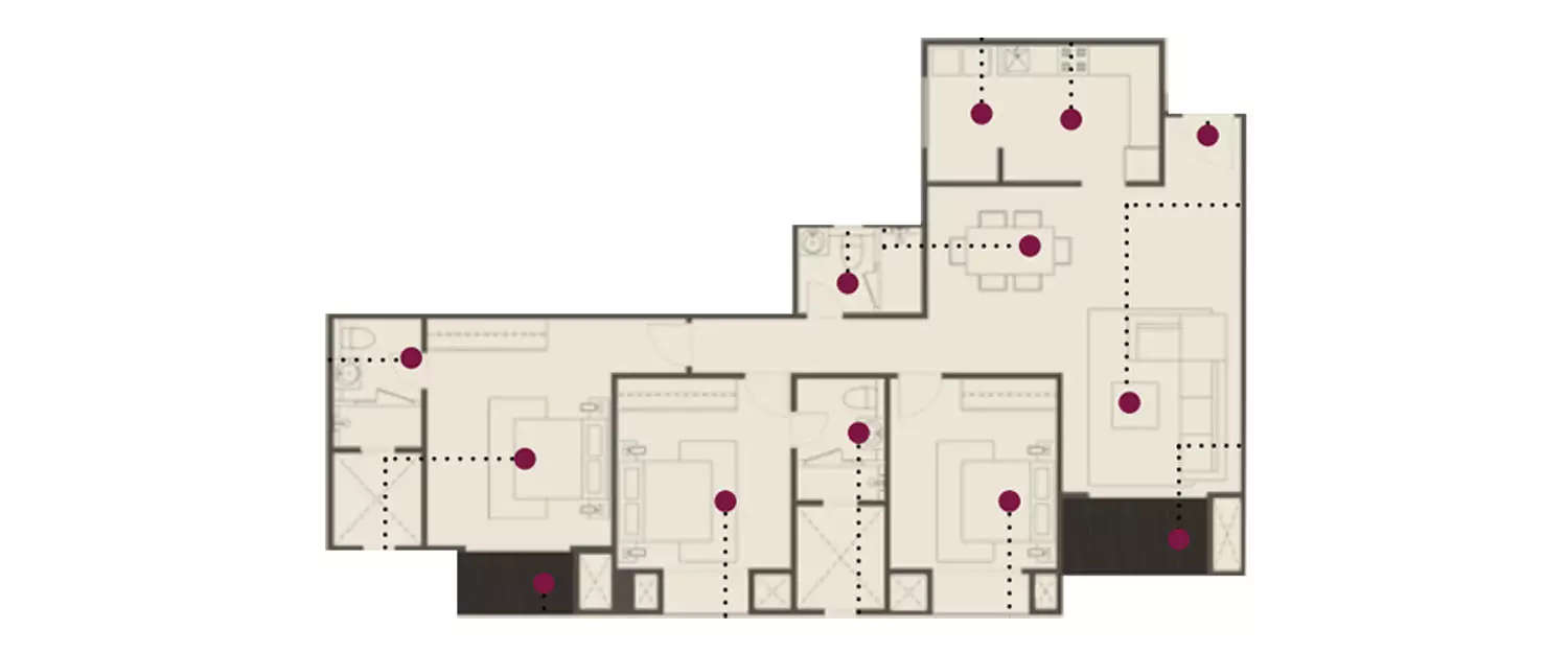 Floor plan for 3 BHK
