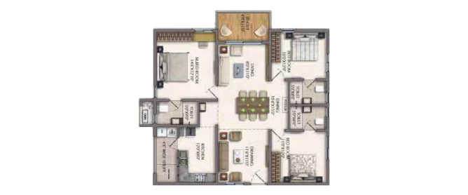Radhey Skye Pati - Floor plan 3 BHK 1715 Sq.ft