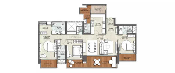 Kalpataru Vista Sector 128 - Floor plan 3 BHK 1630 Sq.ft