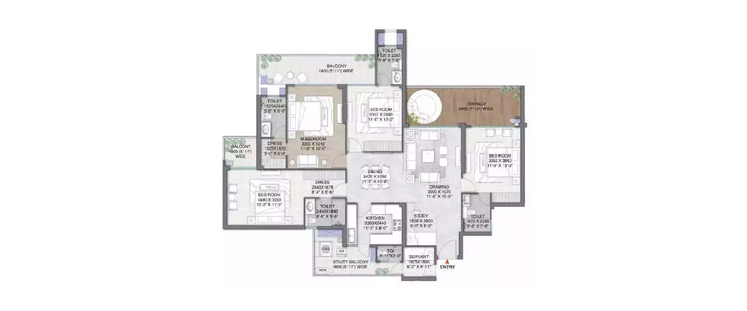 Floor plan for 4.5 BHK