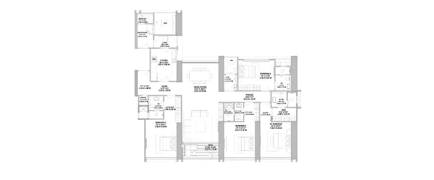 Floor plan for 4 BHK