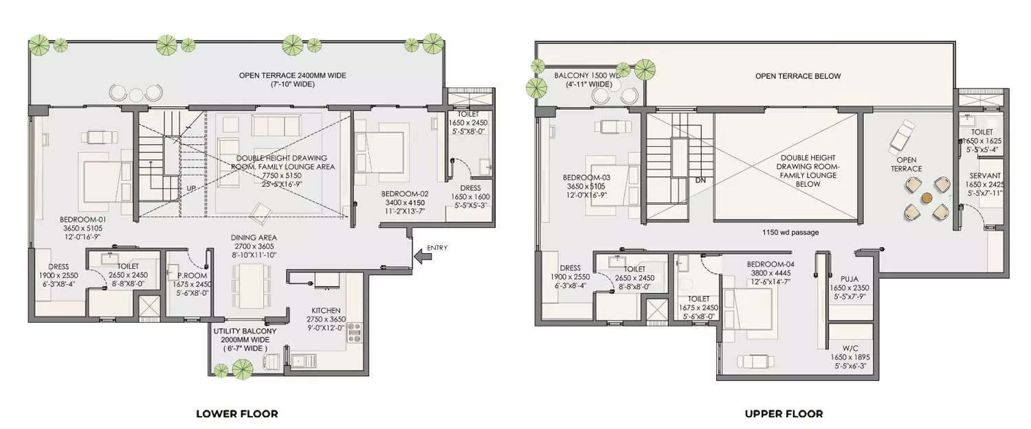 Floor plan for 5 BHK