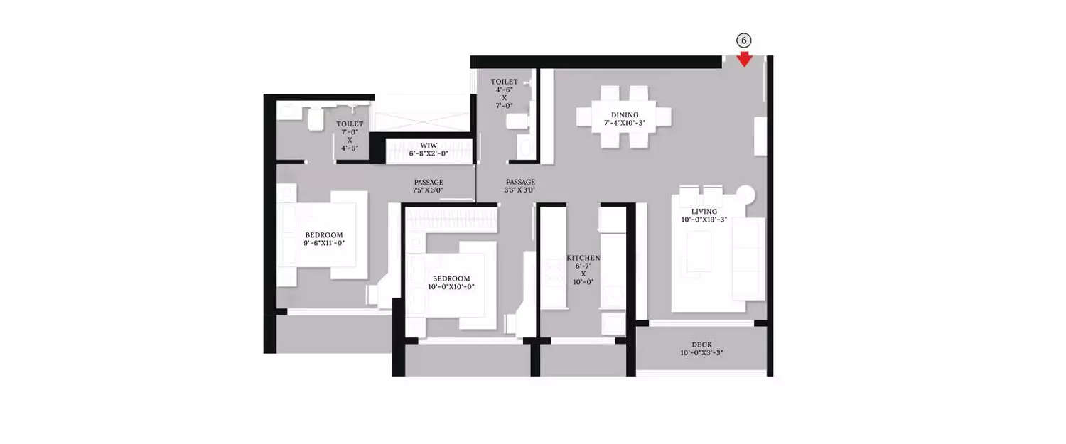 Floor plan for 2 BHK