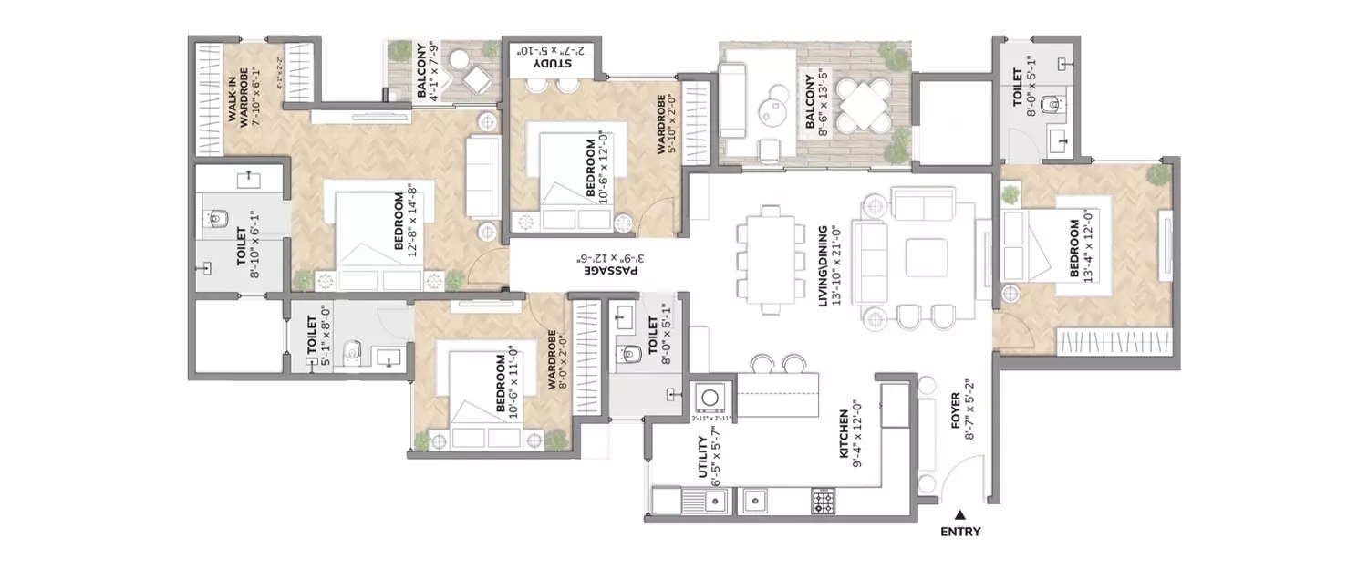 Floor plan for 4 BHK