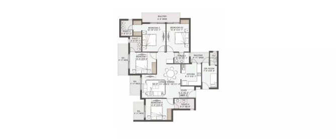 BP Dps Palladio Mastemau - Floor plan 4 BHK 2250 Sq.ft