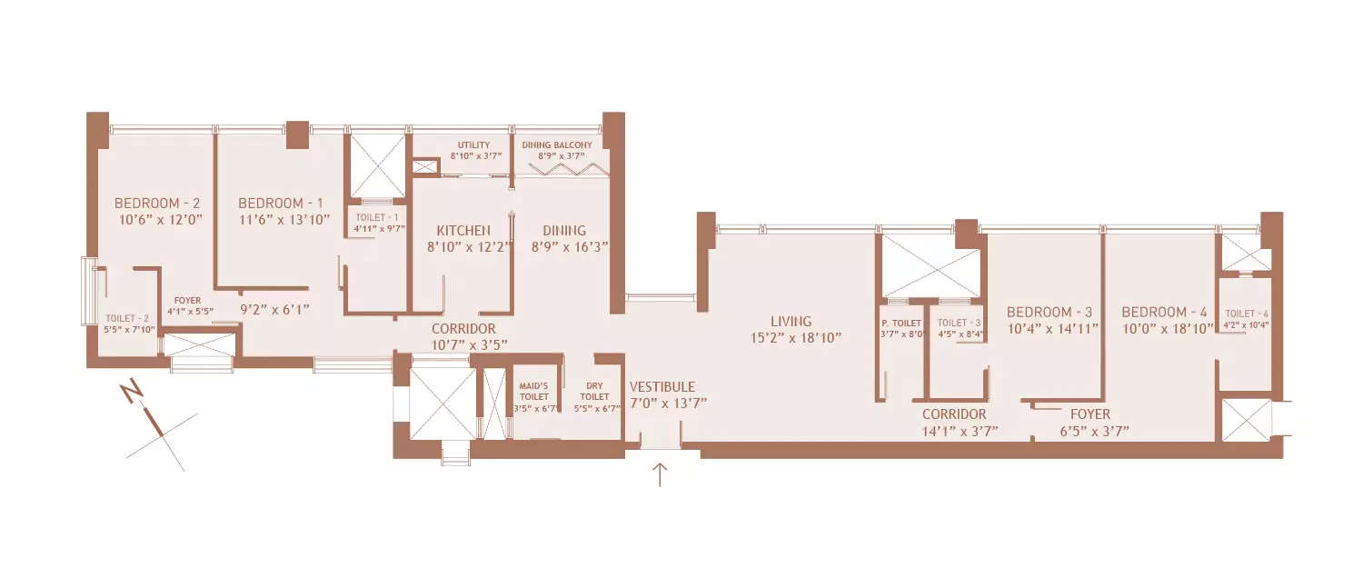 Floor plan for 4 BHK