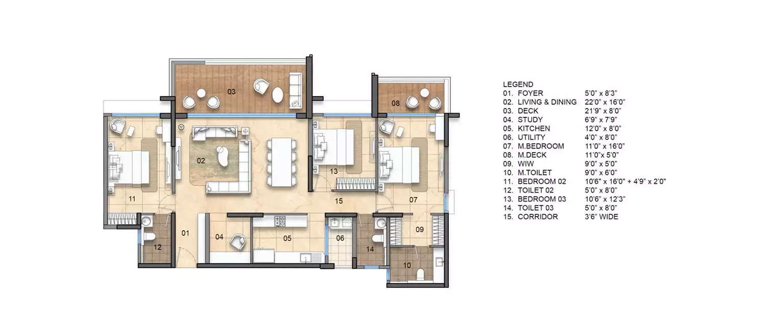 Floor plan for 3.5 BHK