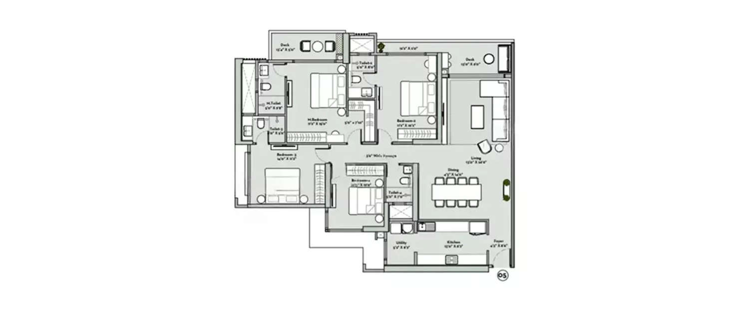 Floor plan for 4 BHK