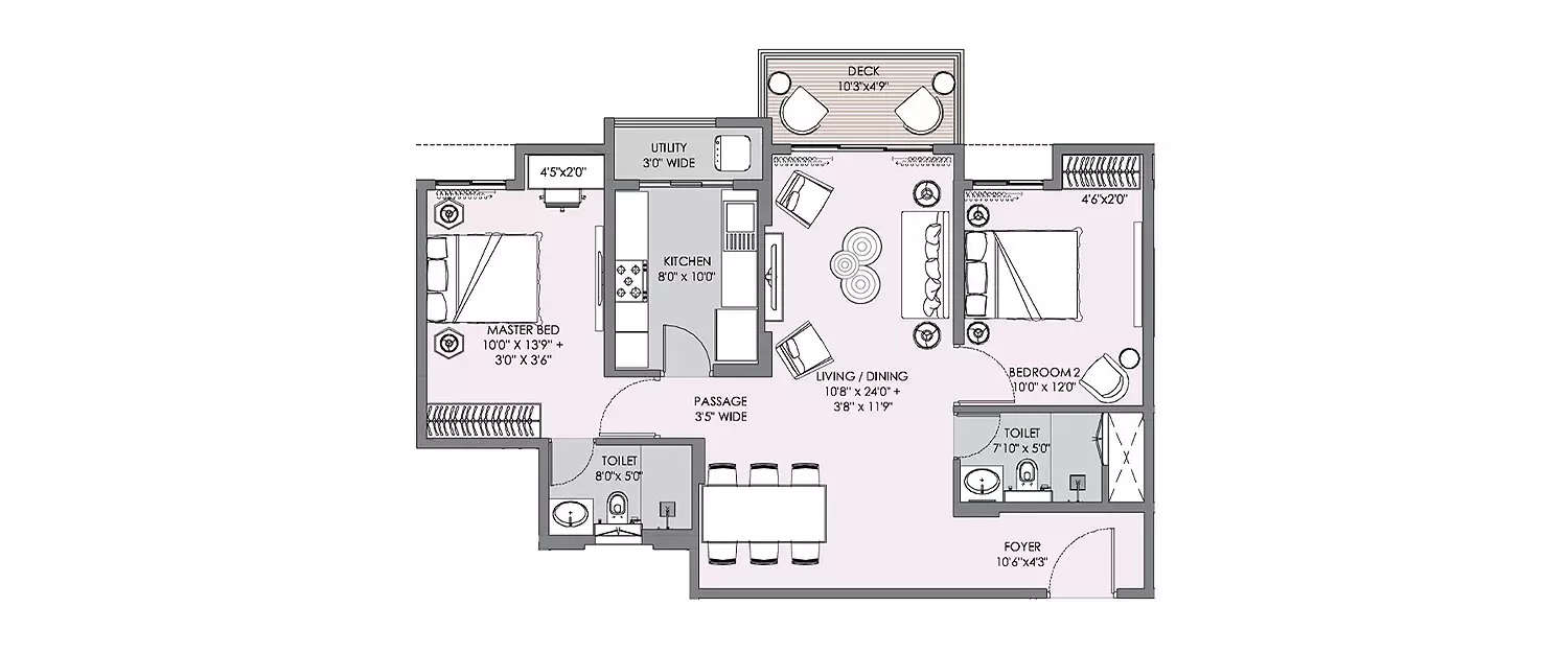 Floor plan for 2 BHK