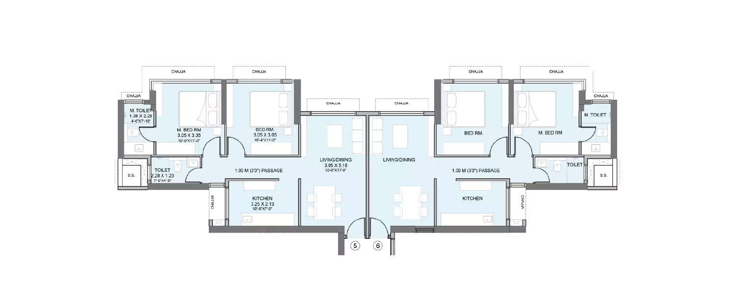 Floor plan for 2 BHK